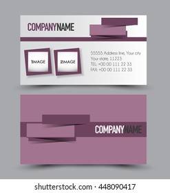 Business card design set template for company corporate style. Purple color. Vector illustration.