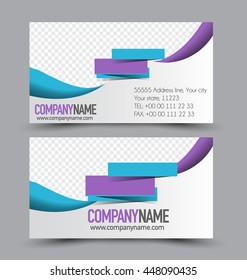 Business card design set template for company corporate style. Purple and blue color. Vector illustration.