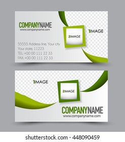 Business card design set template for company corporate style. Green color. Vector illustration.