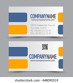 Business card design set template for company corporate style. Yellow and blue color. Vector illustration.
