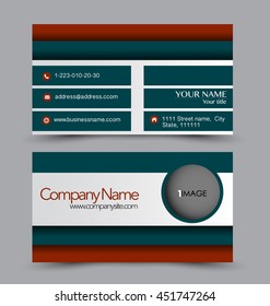 Business card design set template for company corporate style. Red and green  color. Vector illustration.