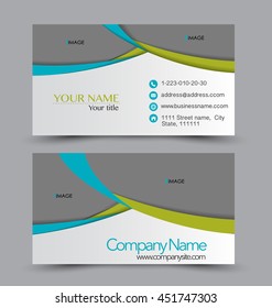 Business card design set template for company corporate style. Blue and green color. Vector illustration.