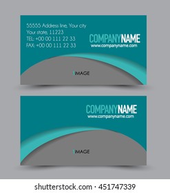 Business card design set template for company corporate style. Green color. Vector illustration.