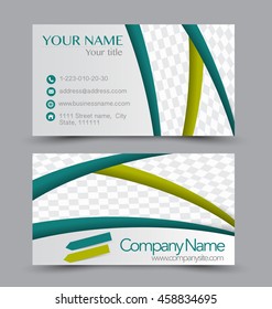 Business card design set template for company corporate style. Green color. Vector illustration.