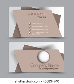 Business card design set template for company corporate style. Brown color. Vector illustration.