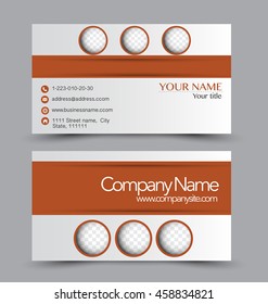 Business card design set template for company corporate style. Brown color. Vector illustration.