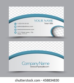 Business card design set template for company corporate style. Blue color. Vector illustration.