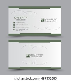 Business card design set template for company corporate style. Green color. Vector illustration.