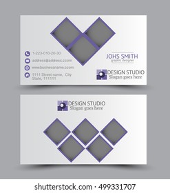 Business card design set template for company corporate style. Purple color. Vector illustration.