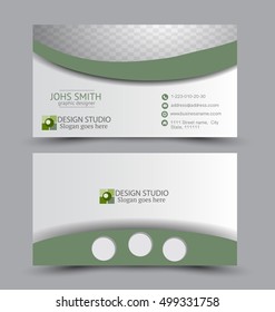 Business card design set template for company corporate style. Green color. Vector illustration.