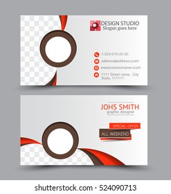 Business card design set template for company corporate style. Orange and brown color. Vector illustration.