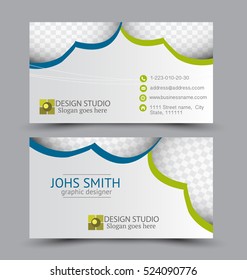 Business card design set template for company corporate style. Blue  and green color. Vector illustration.
