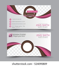 Business card design set template for company corporate style. Pink and brown color. Vector illustration.