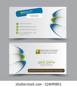 Business card design set template for company corporate style. Blue  and green color. Vector illustration