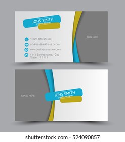 Business card design set template for company corporate style. Blue and yellow color. Vector illustration