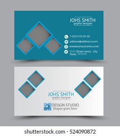 Business card design set template for company corporate style. Blue color. Vector illustration