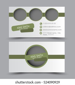 Business card design set template for company corporate style. Green color. Vector illustration