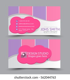 Business card design set template for company corporate style. Purple and pink color. Vector illustration