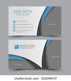 Business card design set template for company corporate style. Blue color. Vector illustration