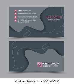 Business card design set template for company corporate style. Grey and pink color. Vector illustration