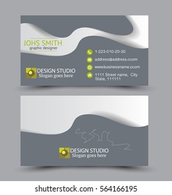 Business card design set template for company corporate style. Green color. Vector illustration