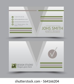 Business card design set template for company corporate style. Green color. Vector illustration