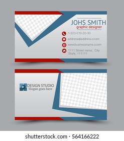 Business card design set template for company corporate style. Blue and red color. Vector illustration