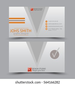 Business card design set template for company corporate style. Orange color. Vector illustration
