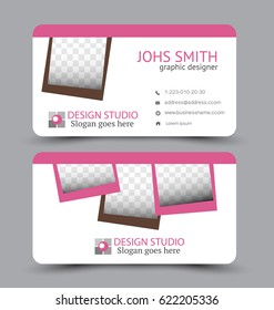 Business card design set template for company corporate style. Brown and pink color. Vector illustration.