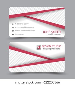 Business card design set template for company corporate style. Red color. Vector illustration.