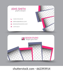 Business card. Design set template for company corporate style. Vector illustration. Grey and pink color.