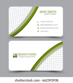 Business card. Design set template for company corporate style. Vector illustration. Green color.