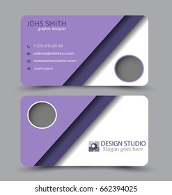 Business card. Design set template for company corporate style. Vector illustration. Purple color.
