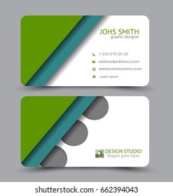 Business card. Design set template for company corporate style. Vector illustration. Green color.