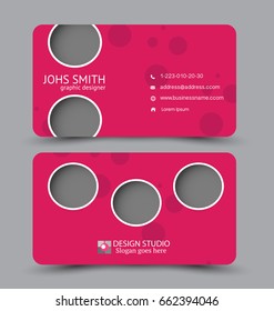 Business card. Design set template for company corporate style. Vector illustration. Pink color.