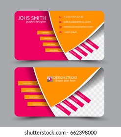 Business card. Design set template for company corporate style. Vector illustration. Pink and orange color.
