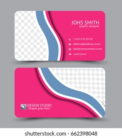Business card. Design set template for company corporate style. Vector illustration. Pink and blue color.