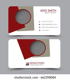 Business card. Design set template for company corporate style. Vector illustration. Red and brown color.
