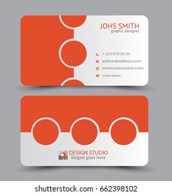 Business card. Design set template for company corporate style. Vector illustration. Orange color.