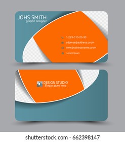 Business card. Design set template for company corporate style. Vector illustration. Orange and green color.