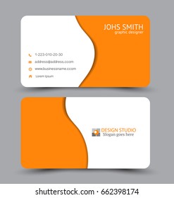 Business card. Design set template for company corporate style. Vector illustration. Orange color.