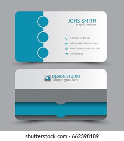 Business card. Design set template for company corporate style. Vector illustration. Blue color.