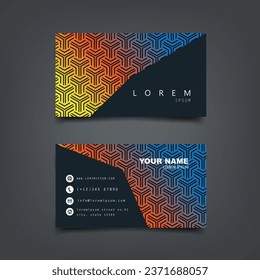 Business card design template with abstract geometric pattern. Vector Illustration