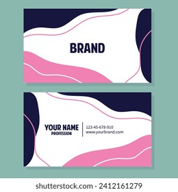 Business card design template with abstract wavy background. Vector illustration