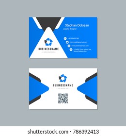 Business card design template abstract modern corporate branding style vector Illustration. Two sides with logo trendy colors background.