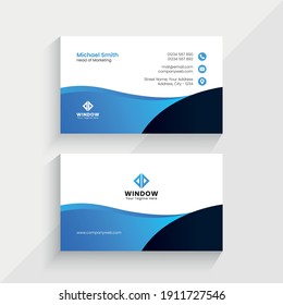 Business Card Design Template With Blue Color Business Stationery Set