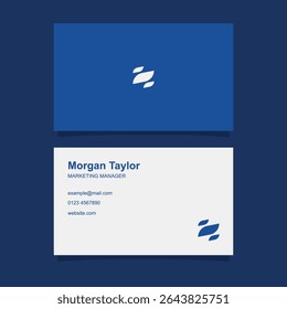 Business card design template in blue and white color with simple and minimalist style