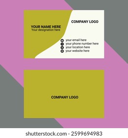 Business card design template, Clean professional business  template, visiting card, business card template. Double-sided creative business card template. Portrait and landscape orientation.