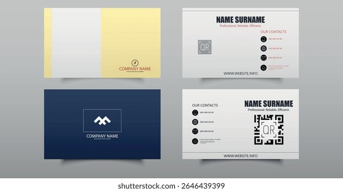 Business card design template, Clean professional business card template, visiting card. Editable file
