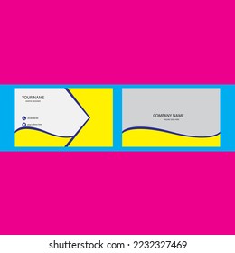 Business Card Design template color used Blue and Yellow.